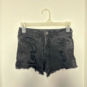 AEROPOSTALE Distressed Black Denim Shorts